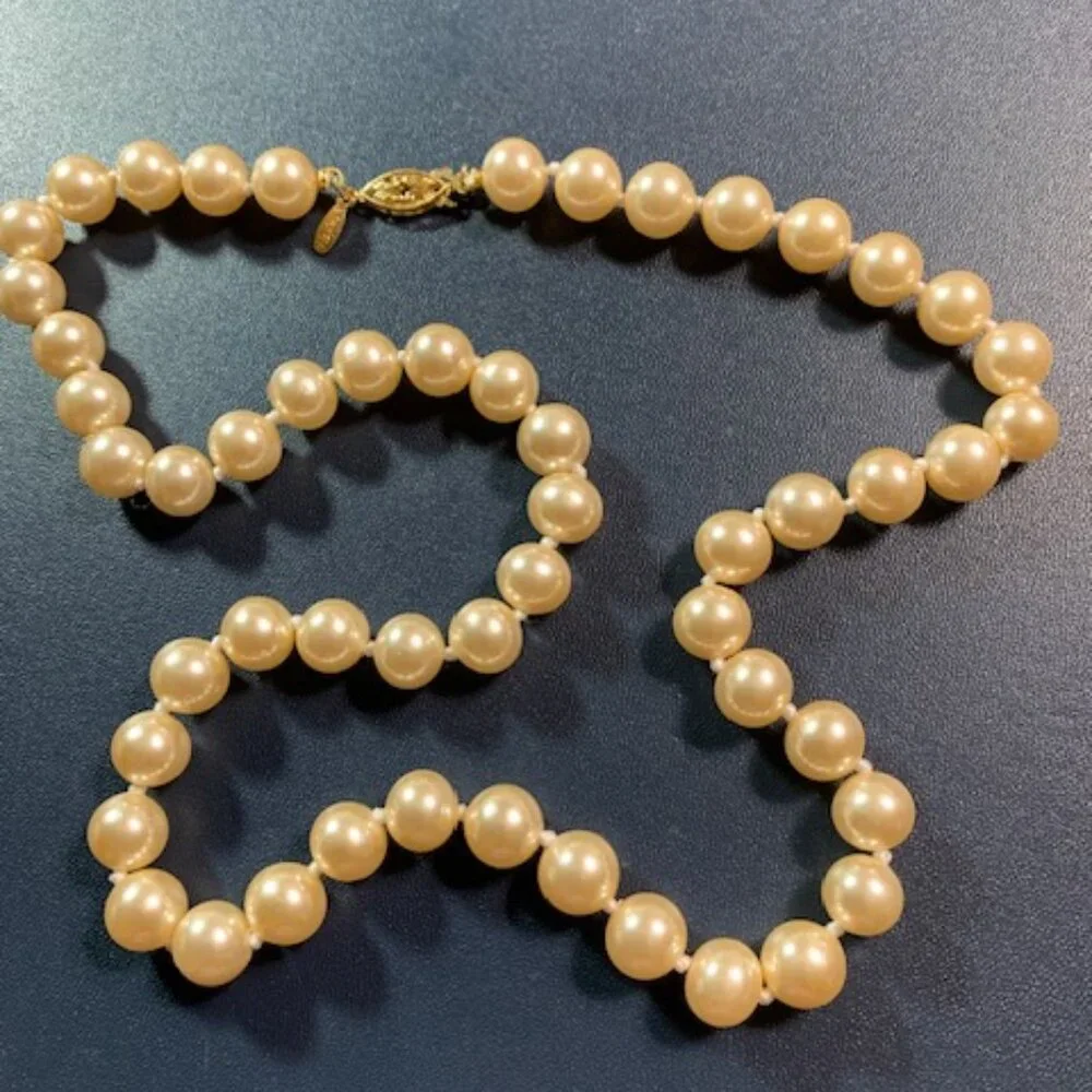 Napier Knotted CREAM Faux Pearl Necklace - Picture 3 of 4